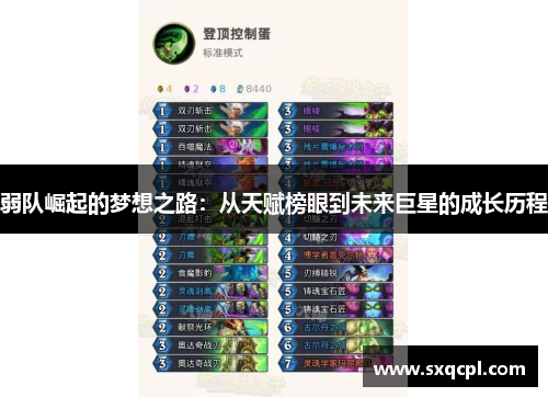 弱队崛起的梦想之路:从天赋榜眼到未来巨星的成长历程 弱队崛起的梦想之路:从天赋榜眼到未来巨星的成长历程